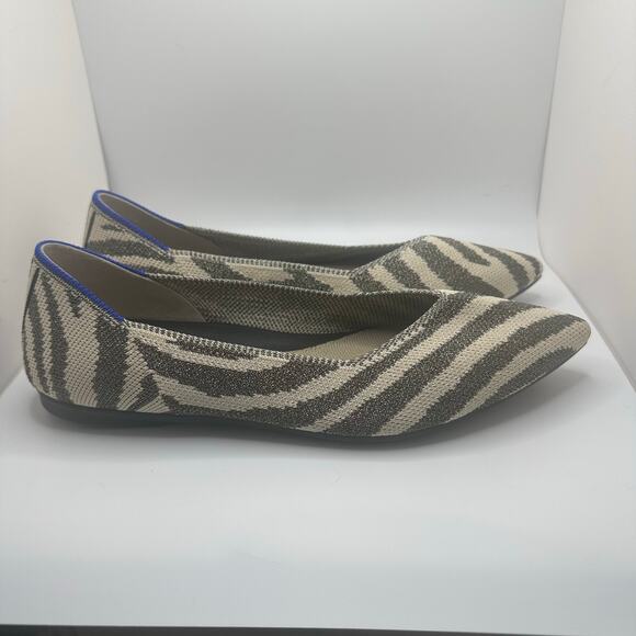 Rothy’s Gray Zebra Womens Retired Flats Pointed Toe Shoes Size 6W - Picture 8 of 12